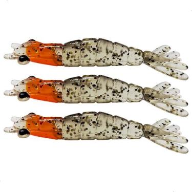 Imagem de Kit 3 Iscas Camarão Artificial 9cm - Pesca Robalo Tucunaré Corvina  - 