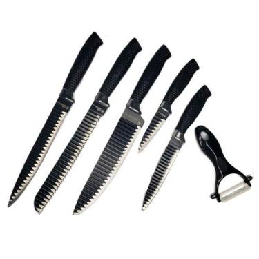 Imagem de Kit Facas Cozinha Churrasco 6 Peças Antiaderente Fio Navalha - Relet