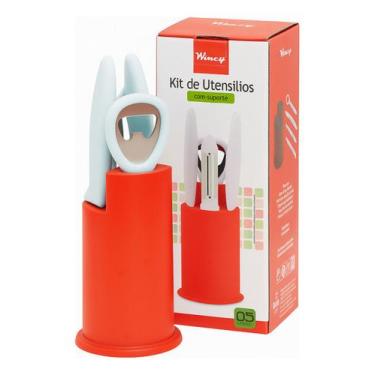 Imagem de Kit Utensílios Wincy: Facas, Descascador e Abridor com Suporte - Wincy