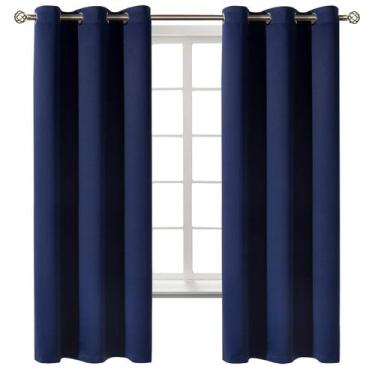 Imagem de Cortinas BGment Blackout com isolamento térmico azul marinho 42x160cm