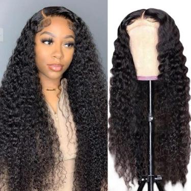 Imagem de Perucas com fecho de renda bangjazz Long Water Wave Human Hair 32 pole