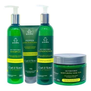 Imagem de Grandha Vector Force Cacho Kit Shampoo Cond. Mascara Leavein - Grandha