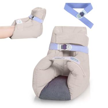 Imagem de EZ Assistive Protetores de calcanhar para úlceras de pressão e escaras com alça extra elástica – almofada de pé, almofada de calcanhar para dormir, travesseiro de tornozelo para alívio da dor no