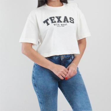 Imagem de Camiseta Cropped Algodão Oversized Caimento Soltinho Manga Curta - Tex