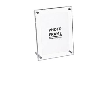 Imagem de aqxreight Quadro de Foto Transparente Quadro de Imagem Acrílico para Exibir Certificados e Fotos Com Metal Rack24.2 X 33. Cm / .5 X 13,3 Em IS Definição de Material da Moda é inoxidável. (Lado reto 7 polegadas (17,1*22,3cm))