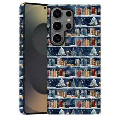 Imagem de Capa para Samsung Galaxy S23 Ultra, capa de telefone fosca macia com proteção de câmera - árvore de Natal azul retrô