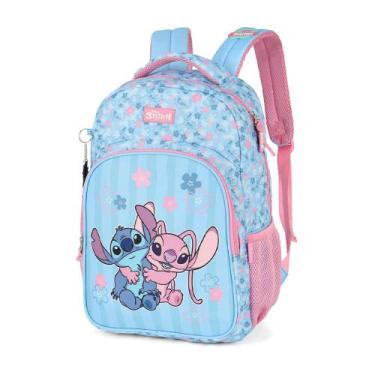 Imagem de Mochila Escolar Grande Stitch e Angel Original Disney Luxcel