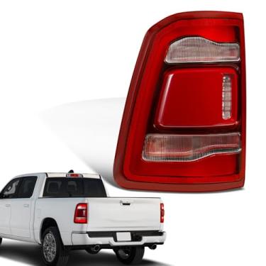 Imagem de KNSPEC Conjunto de luz traseira sem ponto cego compatível com Dodge Ram 1500 2019-2022 tipo LED e lente vermelha cromada interior esquerdo lado do motorista luz traseira 55112993AD (19 RAM 1500 LED