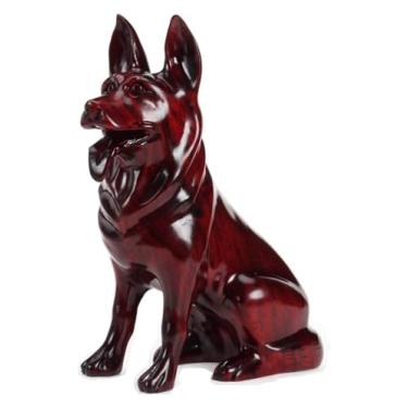 Imagem de Escultura de mesa riqueza chinês zodíaco cão escultura decoração madeira maciça vermelho cão decoração presente para amantes decoração/690