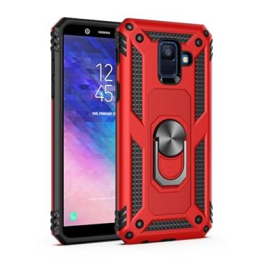 Imagem de SORAKA Capa para Samsung Galaxy A6 Plus 2018 com suporte para anel Capa Slim Fit de TPU macio Capa Samsung Galaxy A6 Plus com placa de metal para suporte magnético de telefone para carro