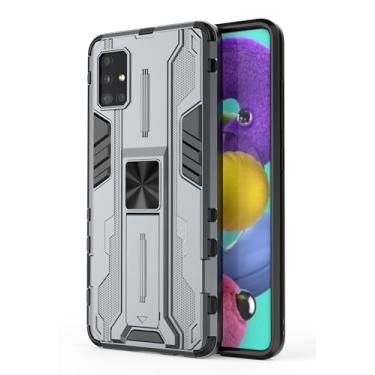 Imagem de SORAKA Capa para Samsung Galaxy A51 4G com suporte Capa de proteção resistente para Samsung Galaxy A51 4G Capa com placa de metal para suporte magnético para carro Capa Silm Fit