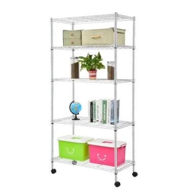 Imagem de Estante Aço 5 Prateleiras Aramada 1,55 Com Rodizio