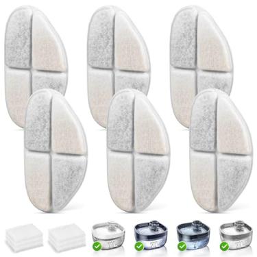 Imagem de 6 pacotes de filtros de substituição e 12 pacotes de esponjas de bomba para fonte de água FEELNEEDY 7L/1,8 Gal para cães (FN-W05)