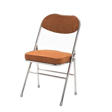 Imagem de NEWCES Cadeira dobrável cadeira dobrável estofada com tecido de veludo cotelê assento de jantar acolchoado para cozinha casa quarto escritório cadeira de evento de reunião forte e resistente (cor: Si, tamanho: D)