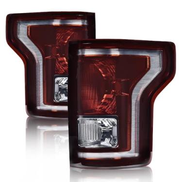 Imagem de G-PLUS Conjunto de luzes traseiras compatível com Ford F150 2015 2016 2017, luzes de freio traseiras esquerda e direita com lâmpada lente fumê Luces Traseras, conjunto de lâmpadas de freio traseiro