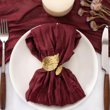 Imagem de Jimtx Pacote com 50 guardanapos de gaze vermelho vinho lavável outono Ação de Graças reutilizáveis guardanapos de pano conjunto de 50 a granel 50 x 21 polegadas para casamento, bebê, chá de panela