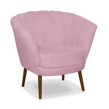 Imagem de Poltrona Pétala Flor Decorativa Suede - Sonho das Poltronas, Rosa bebê