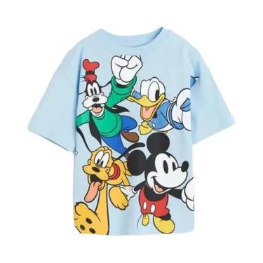 Imagem de Camiseta Infantil Estampada Mickey Mouse Verão Solta Moda Manga Curta 