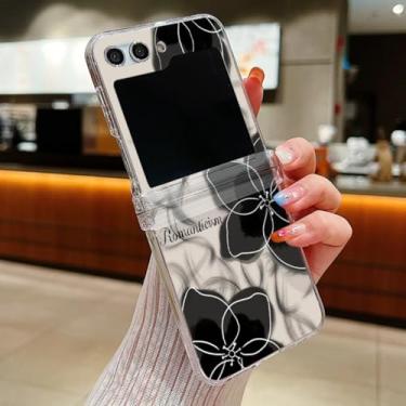 Imagem de Capa para Samsung Z Flip6 com estampa floral romântica e transparente dobrável (para Samsung Z Flip6/A642)