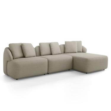 Imagem de Sofá 3 Lugares com Chaise Direito Sala Living 254cm Arlo F04 Linho Bege - Lyam Decor
