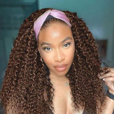 Imagem de Peruca com bandana Punmasa Deep Wave Chocolate Brown Human Hair