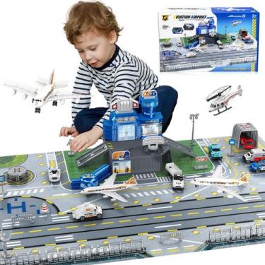 Imagem de Conjunto de brinquedos Airplane XDUOYJOY com caminhões, helicópteros, 