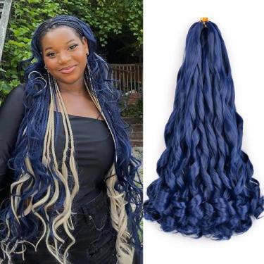 Imagem de Braiding Hair Vitorish French Curly 22 polegadas, azul escuro, 8 pacot