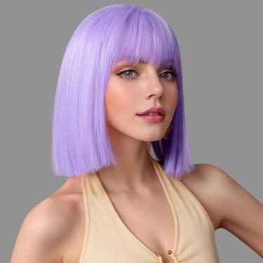Imagem de Peruca SUKRI Light Purple Bob com franja 30cm sintética
