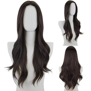 Imagem de Peruca FREE BEAUTY, longa, marrom escura, ondulada, 66 cm, sintética p