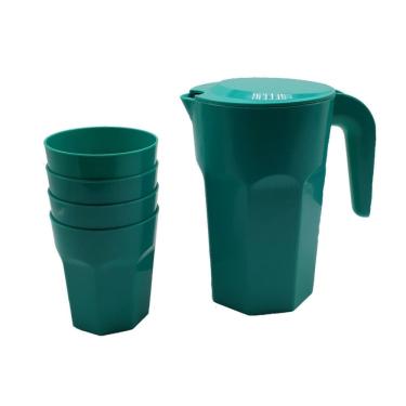 Imagem de Kit Suco 1 Jarra De 1,5 Litros Com 4 Copos De 400 Ml Verde