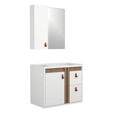 Imagem de Gabinete Para Banheiro Olivia 60cm Suspenso Branco/jequitibá