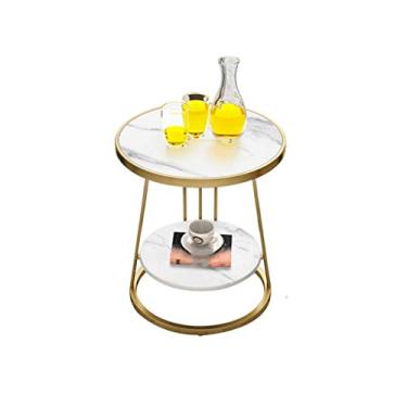 Imagem de Mesa de centro de design simples moderna mármore varanda redonda pequena mesa de centro sofá mesa lateral armário pequeno mesa de canto luz luxuosa sala de estar mesa de canto mesa de canto