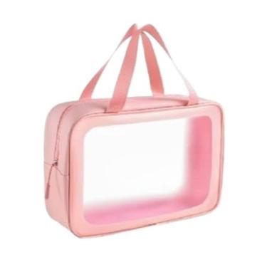 Imagem de Necessaire Bolsa Portátil Transparente Para Viagem Cosméticos Produtos De Higiene Pessoal (ROSA)