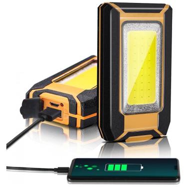 Imagem de Lanterna Luz LED Portátil com 1600 Lúmens Recarregável USB 40W, FAVORLITE, Laranja