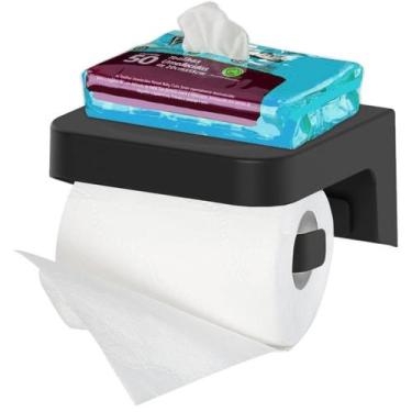 Imagem de Porta Papel Higiênico com Suporte Instalação Adesivo de Parede Pratele