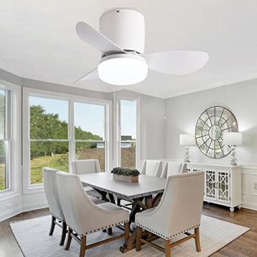 Imagem de Ventilador de teto infantil com iluminação e luz pendente silenciosa remota moderna 6 velocidades de vento mutáveis com temperatura de 3 cores luz regulável para sala de estar, quarto, quart