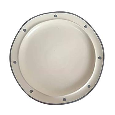 Imagem de Prato de serviço prato de jantar vintage com bordas irregulares prato de cerâmica com padrão de pontos ondulados prato de sobremesa fosco branco prato plano prato profundo pratos de disco (tamanho: A)