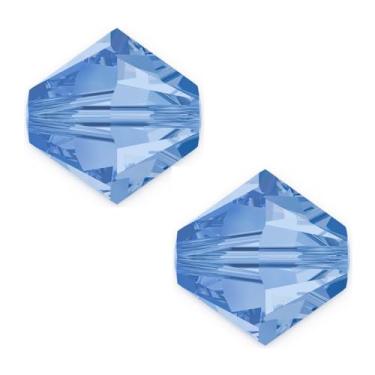 Imagem de 200 peças Adabele Austríaco 6 mm Facetado Contas de Cristal Bicone Soltas Azul Safira Claro Compatível com Cristais Swarovski 5301/5328 SSB614