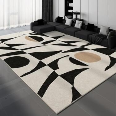 Imagem de Tapete decorativo de luxo para sala de estar, preto e branco, com linhas geométricas, para quarto, leve, de luxo, para sala de estar (250x300 cm/YHT081-2-D)