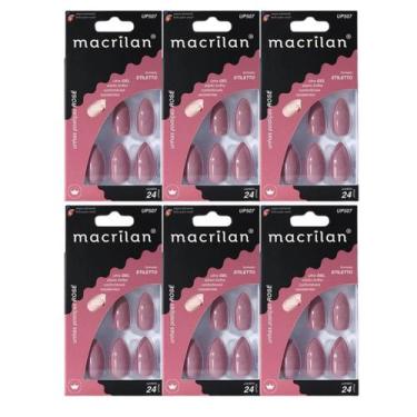 Imagem de Kit 6 Unhas Postiças Stiletto Rose UP507 - Macrilan