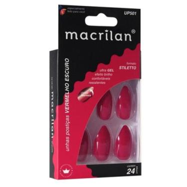 Imagem de Unhas Postiças Stiletto Vermelho Escuro UP501 - Macrilan