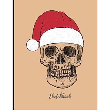 Imagem de Sketchbook: Blank white pages with Christmas Santa Claus skull hand drawn cover for painting, drawing, writing, sketching and doodling, wide papers 8.5 x 11 in, 120 pages (Skull vol.02).