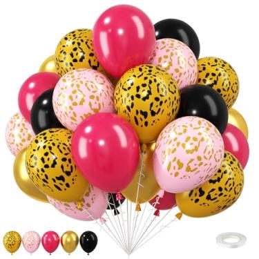 Imagem de Cheetah Balloons, 12 Inch Pink Black Gold Leopard Print Balloons Cheetah Print Latex Jungle Animal Balloon Cheetah Decoration for Wild Birthday Baby Shower Zoo Jungle Safari Theme Party Supplies