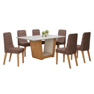 Imagem de Conjunto Sala de Jantar 6 Lugares Retangular Tampo Vidro/MDF Mesa Apog
