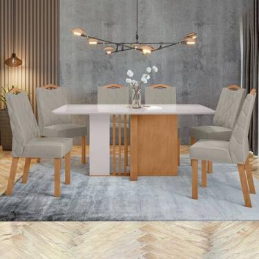 Imagem de Conjunto Sala de Jantar 6 Lugares Retangular Tampo Vidro/MDF Mesa Astr