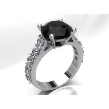 Imagem de Anel Solitário Prata 950 Onix 8mm E Zirconia E. Imediata