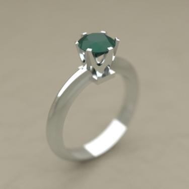 Imagem de Anel Solitário Triangulo Prata 950 Esmeralda Sintetica