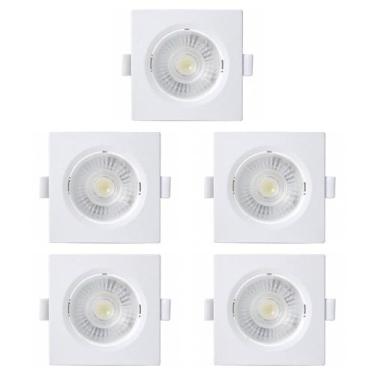 Imagem de Kit 5 Spot Embutir Taschibra Alltop Quadrado Led 3W 3000K