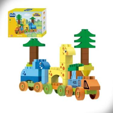 Imagem de Blocos de Montar Trem Zoo Locomativa Trilhos City Friends 40 Peças Blo