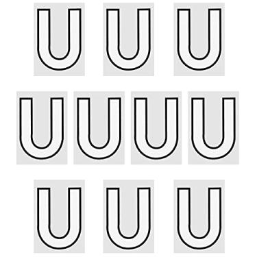 Imagem de Remendos de letra U, letras de transferência de calor, 5 cm, letra branca faça você mesmo para uniforme de equipe, camiseta esportiva, futebol, basquete, beisebol, pacote com 10